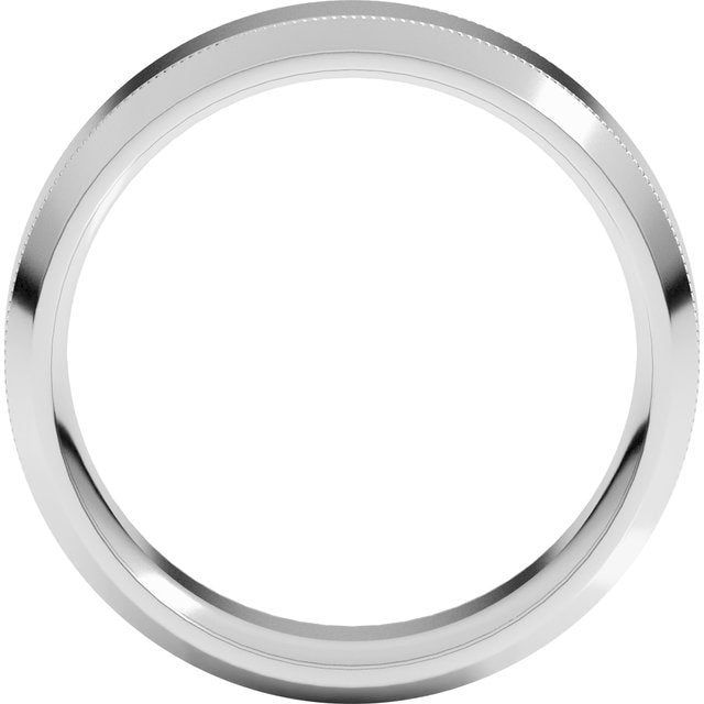 14K White 7 mm Milgrain Beveled Edge Band Size 14