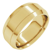 14K Yellow 8 mm Milgrain Beveled Edge Band Size 10.5