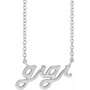 Sterling Silver Lowercase Script Gigi 18' Necklace