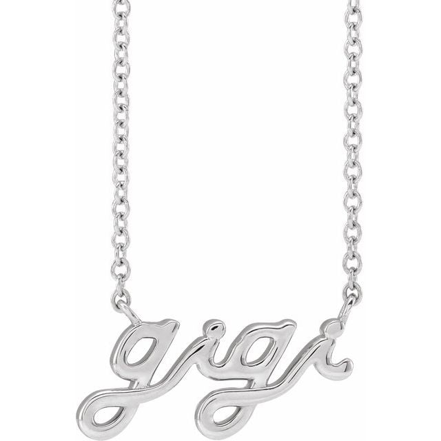 Sterling Silver Lowercase Script Gigi 18' Necklace