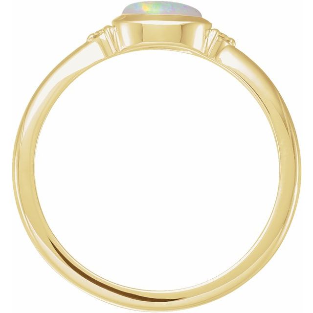 14K Yellow Natural Ethiopian Opal & .03 CTW Natural Diamond Ring