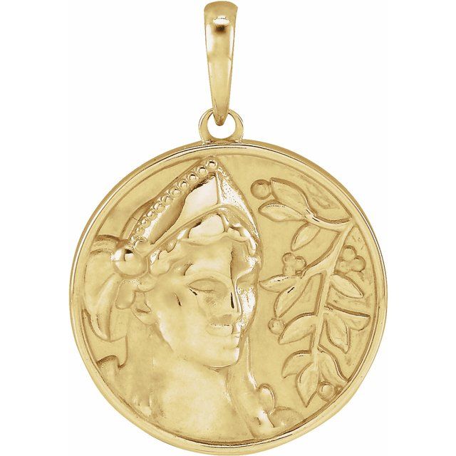 14K Yellow 22x15 mm Athena Pendant