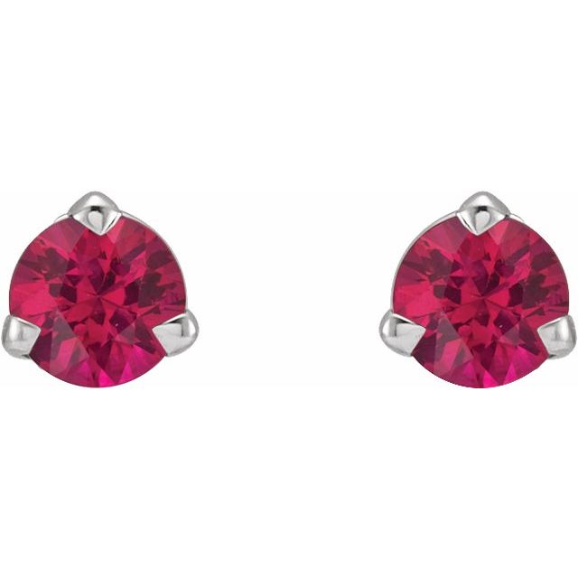 14K White 3 mm Natural Ruby Earrings