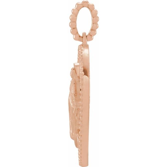 14K Rose White Enamel Miraculous Medal Pendant