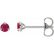 14K White 3 mm Natural Ruby Earrings