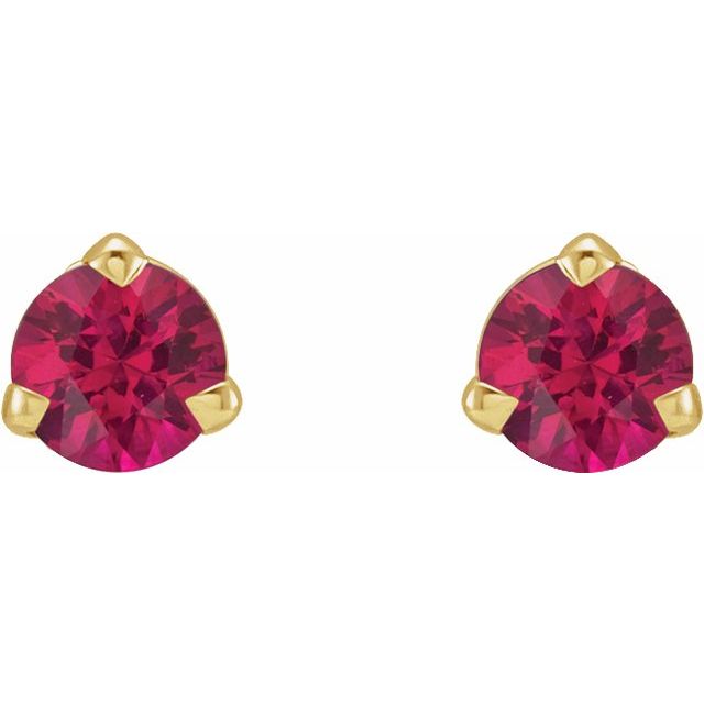 14K Yellow 3 mm Natural Ruby Earrings