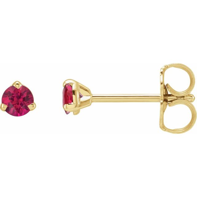 14K Yellow 3 mm Natural Ruby Earrings