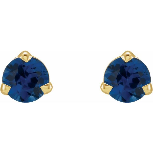 14K Yellow 3 mm Natural Blue Sapphire Earrings