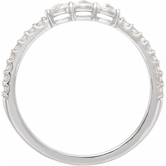 14K White 1/3 CTW Natural Rose-Cut Diamond Three-Stone Anniversary Band