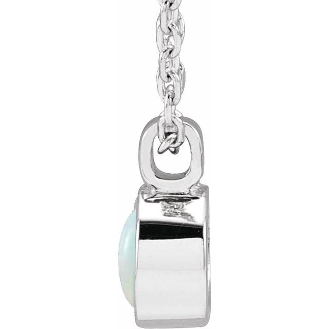 Sterling Silver Natural White Opal Bezel-Set 16-18' Necklace