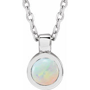 Sterling Silver Natural White Opal Bezel-Set 16-18' Necklace