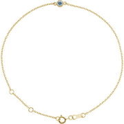 14K Yellow Natural Aquamarine Bezel-Set Solitaire 6 1/2-7 1/2' Bracelet