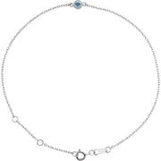 14K White Natural Aquamarine Bezel-Set Solitaire 6 1/2-7 1/2' Bracelet