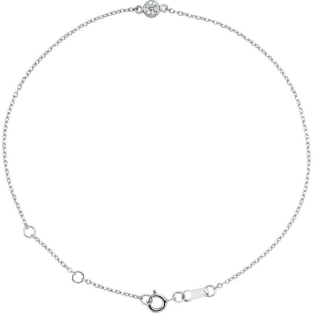 14K White 1/10 CT Natural Diamond 6 1/2-7 1/2' Bracelet