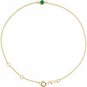 14k Yellow Lab-grown Emerald Bezel-set Solitaire 6 1/2-7 1/2' Bracelet