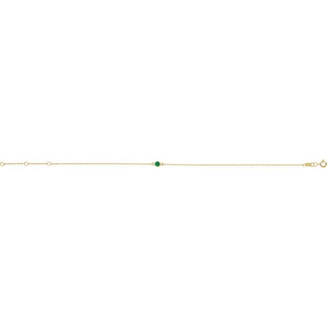 14k Yellow Lab-grown Emerald Bezel-set Solitaire 6 1/2-7 1/2' Bracelet