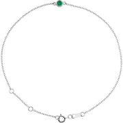 14K White Lab-Grown Emerald Bezel-Set Solitaire 6 1/2-7 1/2' Bracelet