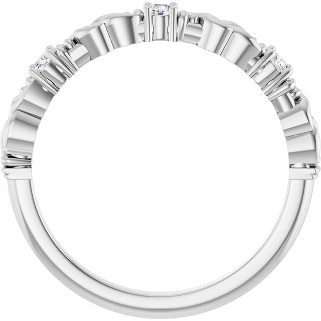 14K White 1/10 CTW Natural Diamond Sculptural Anniversary Band