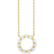 14K Yellow Cultured White Freshwater Pearl Circle 18' Necklace