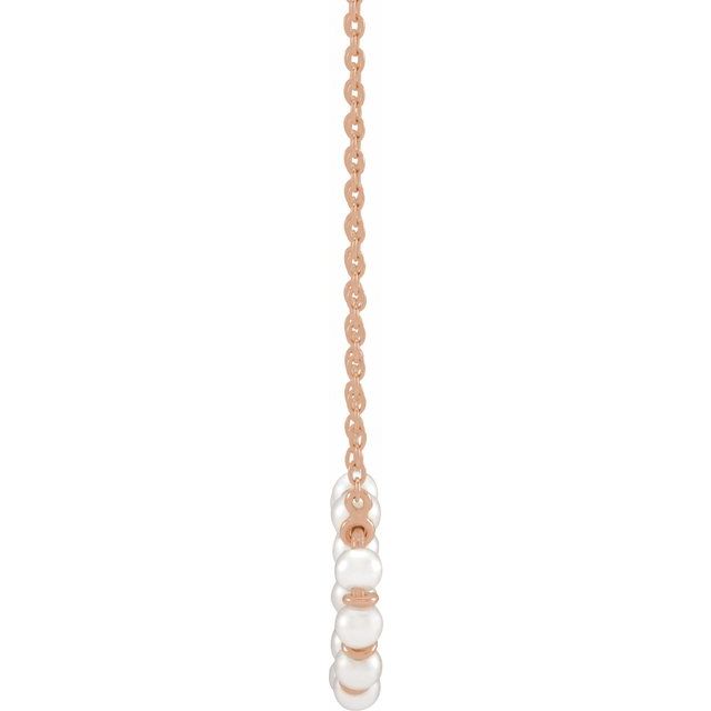 14K Rose Cultured White Freshwater Pearl Bar 18' Necklace