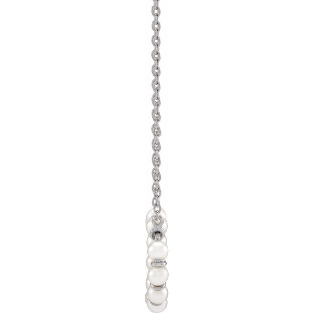 14K White Cultured White Freshwater Pearl Bar 18' Necklace
