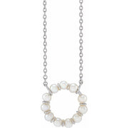 14K White Cultured White Freshwater Pearl Circle 18' Necklace