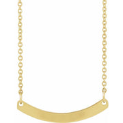 14K Yellow Engravable Curved Bar 18' Necklace