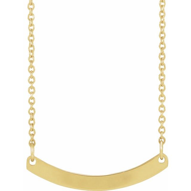 14K Yellow Engravable Curved Bar 18' Necklace