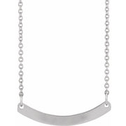 Sterling Silver Engravable Curved Bar 18' Necklace