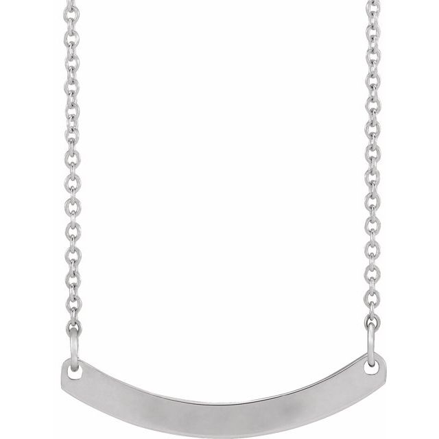 Sterling Silver Engravable Curved Bar 18' Necklace