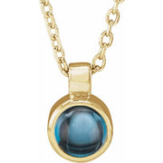 14K Yellow Natural London Blue Topaz Bezel-Set 16-18' Necklace