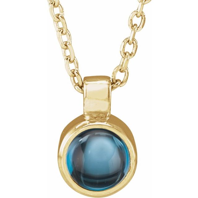 14K Yellow Natural London Blue Topaz Bezel-Set 16-18' Necklace