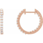 14K Rose 3/4 CTW Lab-Grown Diamond Inside-Outside Hinged 17.2 mm Hoop Earrings