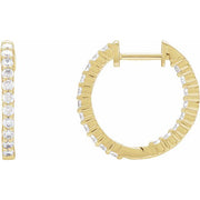 14K Yellow 3/4 CTW Natural Diamond Inside-Outside Hinged 17.2 mm Hoop Earrings