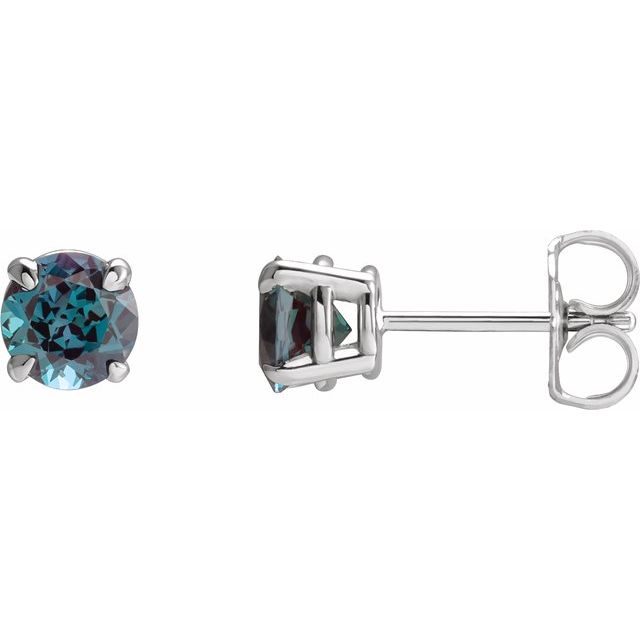 14K White Lab-Grown Alexandrite Earrings