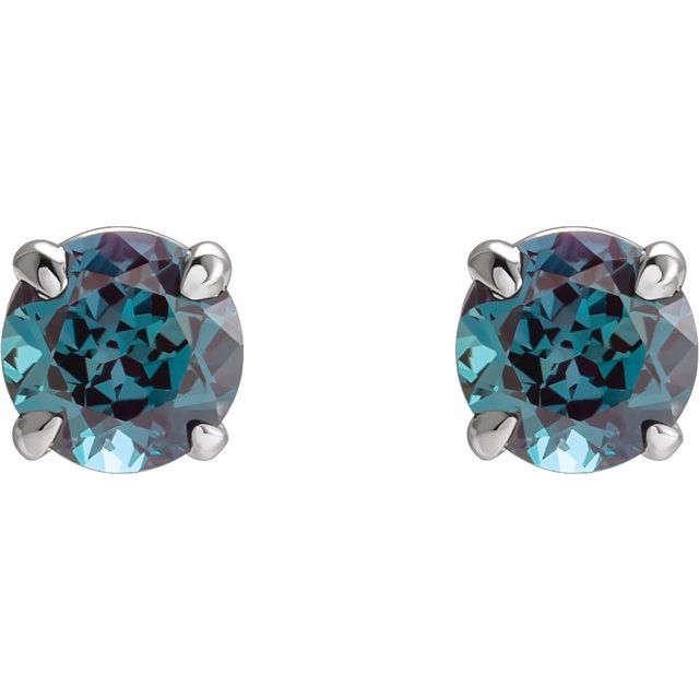 14K White Lab-Grown Alexandrite Earrings