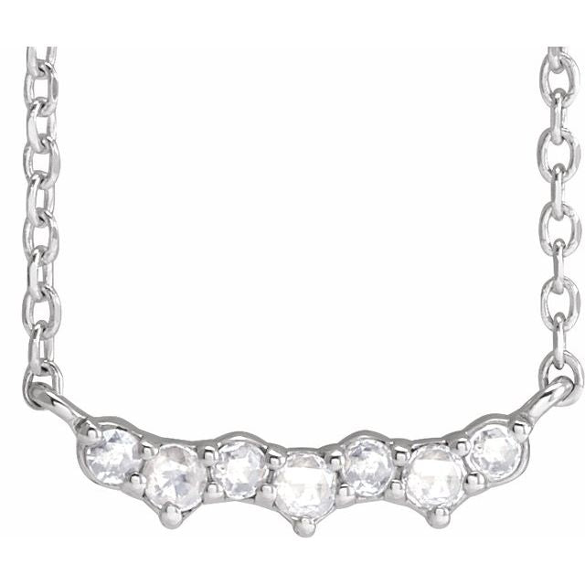 14K White .07 CTW Scattered Rose-Cut Natural Diamond 18' Necklace