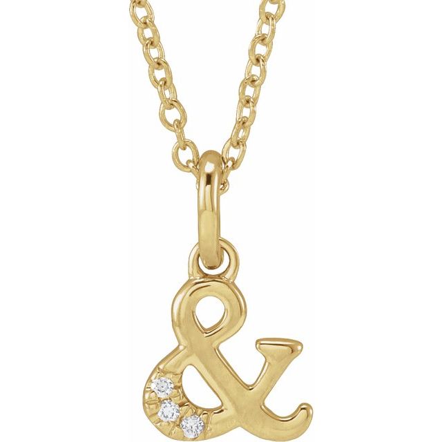 14K Yellow .01 CTW Natural Diamond Ampersand 16-18' Necklace