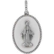 Sterling Silver White Enamel Miraculous Medal Pendant