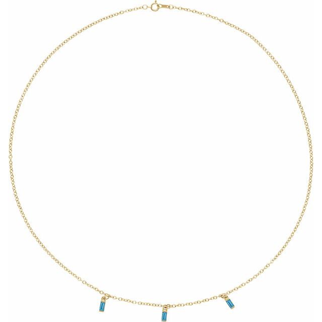 14K Yellow Natural Swiss Blue Topaz 16' Necklace