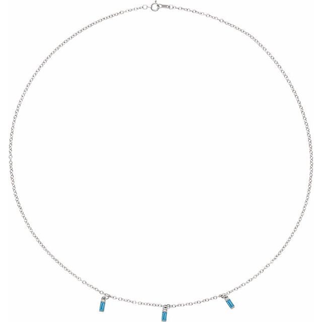 Sterling Silver Natural Swiss Blue Topaz 16' Necklace