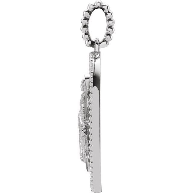 14K White Black Enamel Miraculous Medal Pendant