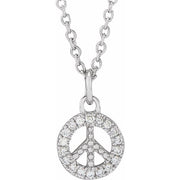 14K White .08 CTW Natural Diamond Peace 16-18' Necklace