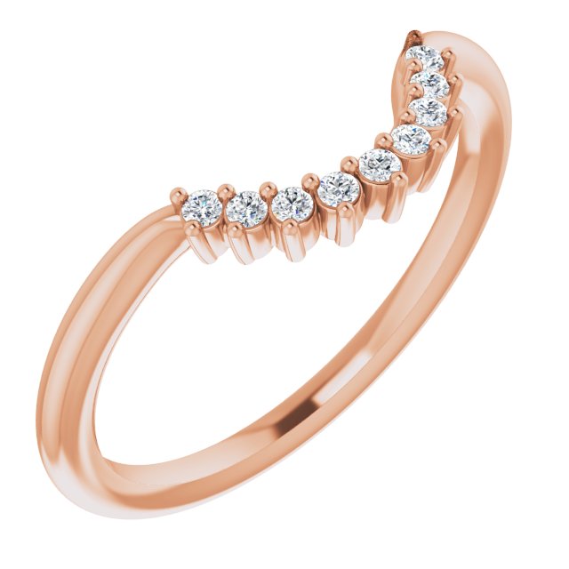 14K Rose .08 CTW Natural Diamond Matching Band for Round Ring
