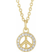 14K Yellow .08 CTW Natural Diamond Peace 16-18' Necklace