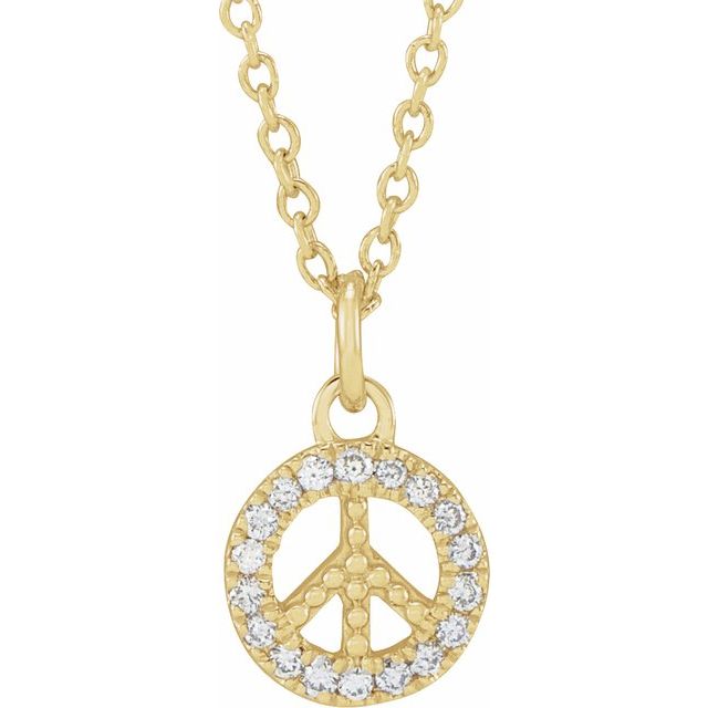 14K Yellow .08 CTW Natural Diamond Peace 16-18' Necklace