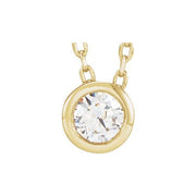 14K Yellow 1/10 CT Lab-Grown Diamond Bezel-Set 16-18' Necklace