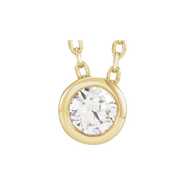 14K Yellow 1/10 CT Lab-Grown Diamond Bezel-Set 16-18' Necklace