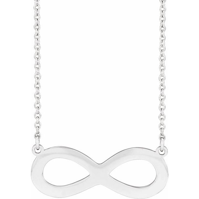 Sterling Silver Engravable Infinity Family 18' Necklace