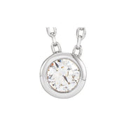 14K White 1/10 CT Lab-Grown Diamond Bezel-Set 16-18' Necklace